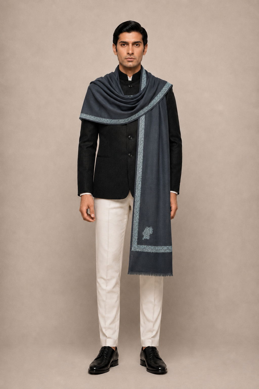 Hashi Grande - Cashmina Big Hashi Border Shawl