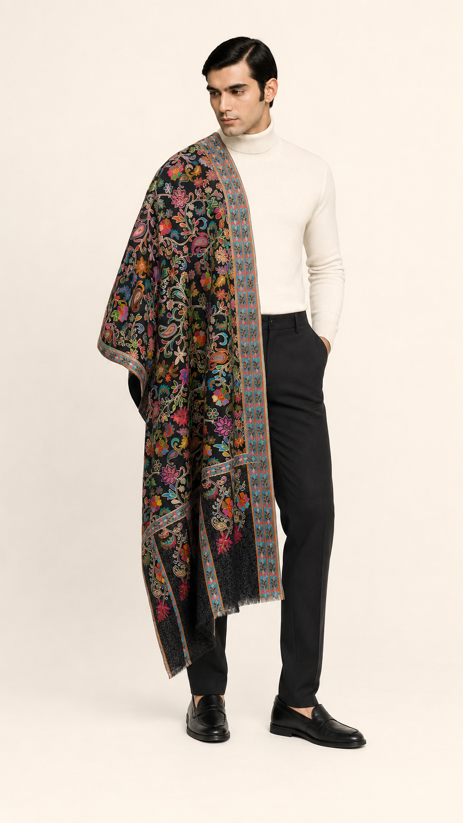 SS - Kalamkari Bloom - Fine Wool Kalamkari Stole