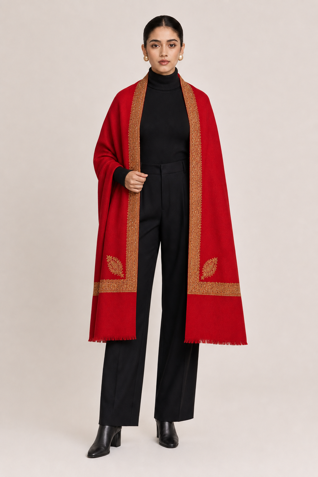 Hashi Grande - Cashmina Big Hashi Border Shawl