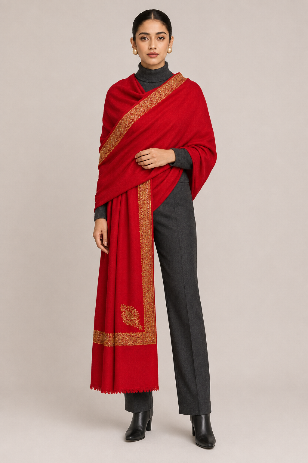 Hashi Grande - Cashmina Big Hashi Border Shawl