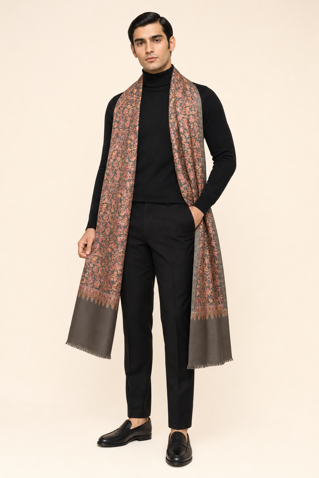 Nalki Soft - Fine Wool Nalki Work Stole