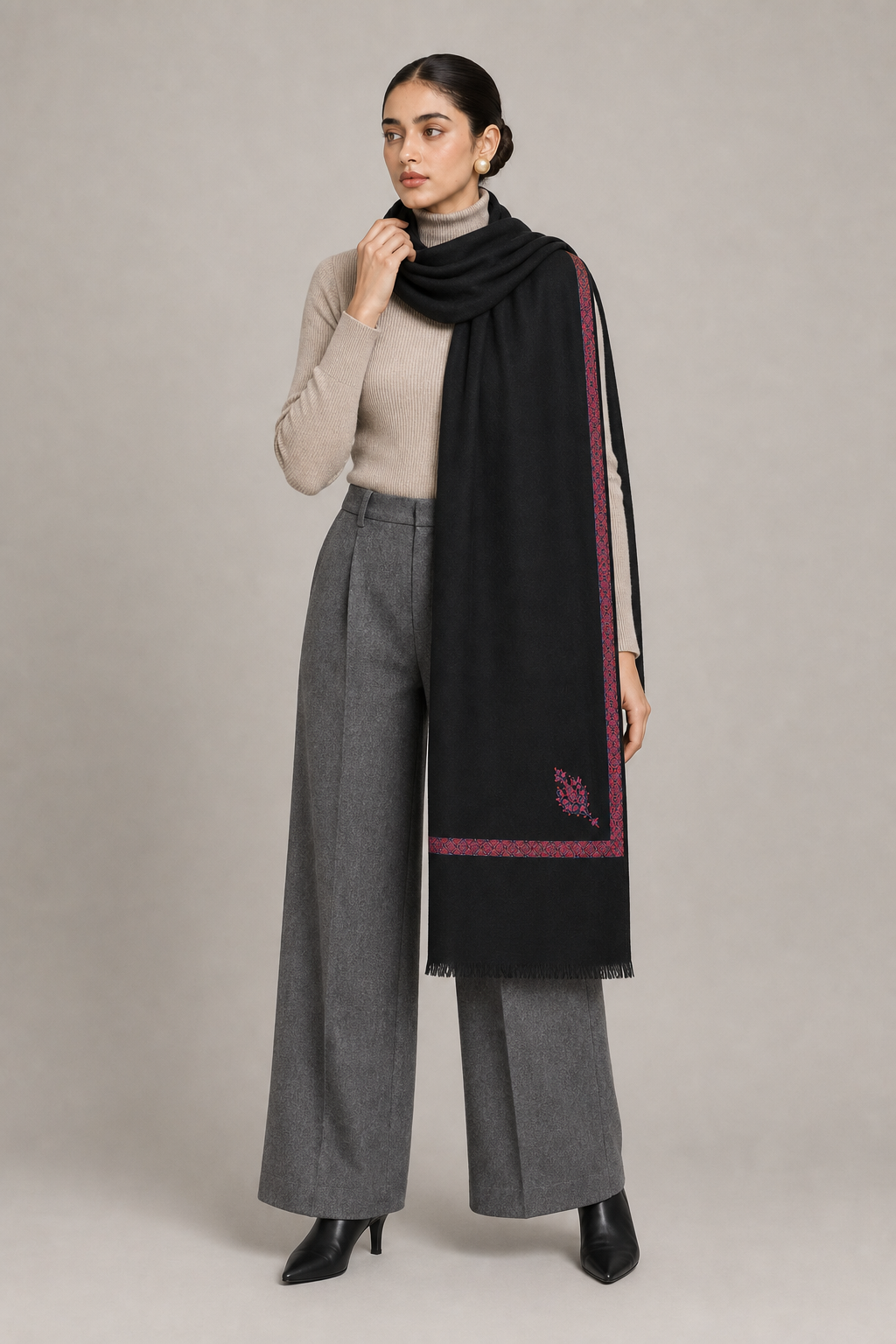 Hashi Mini - Cashmina Small Hashi Border Shawl