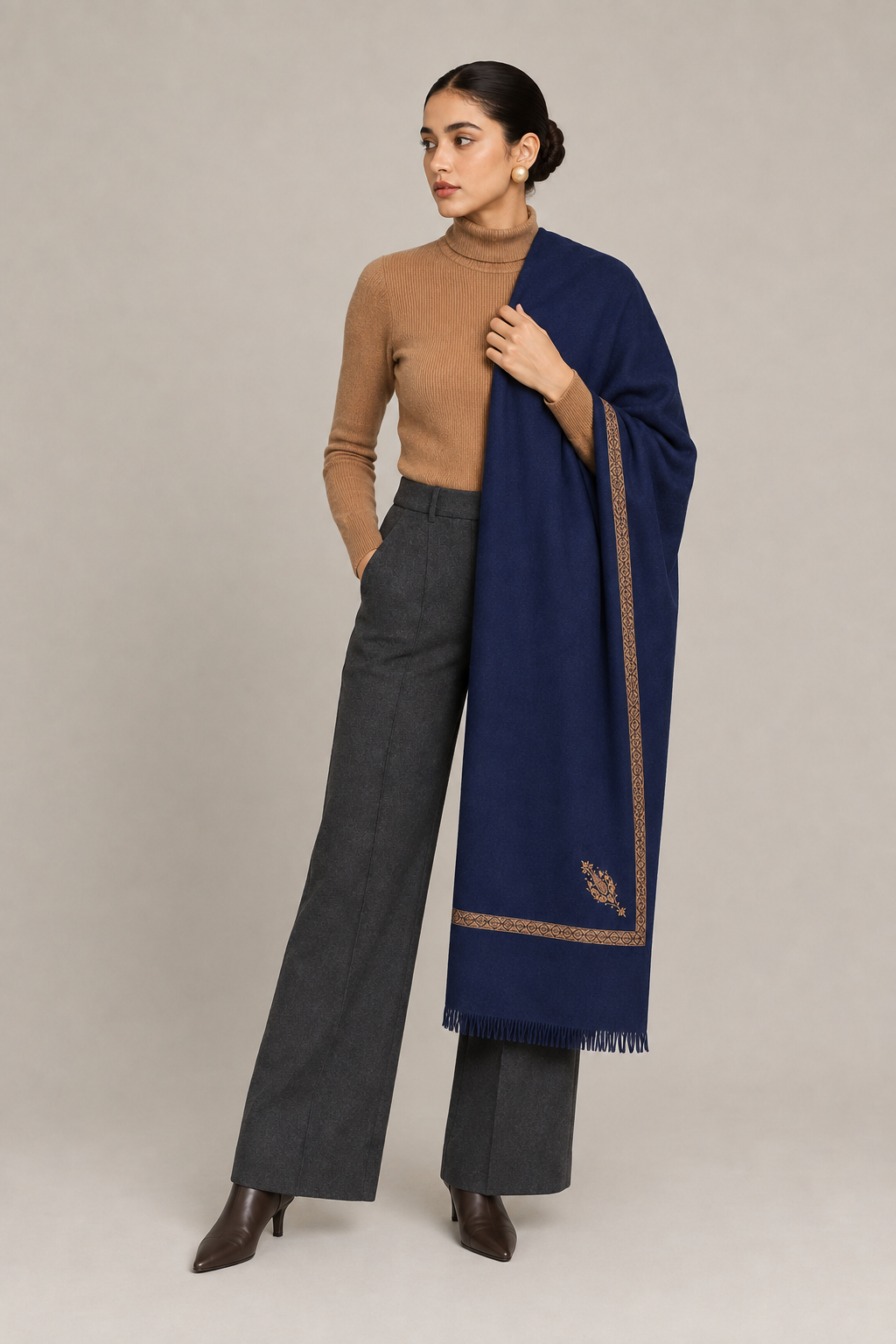 Hashi Mini - Cashmina Small Hashi Border Shawl