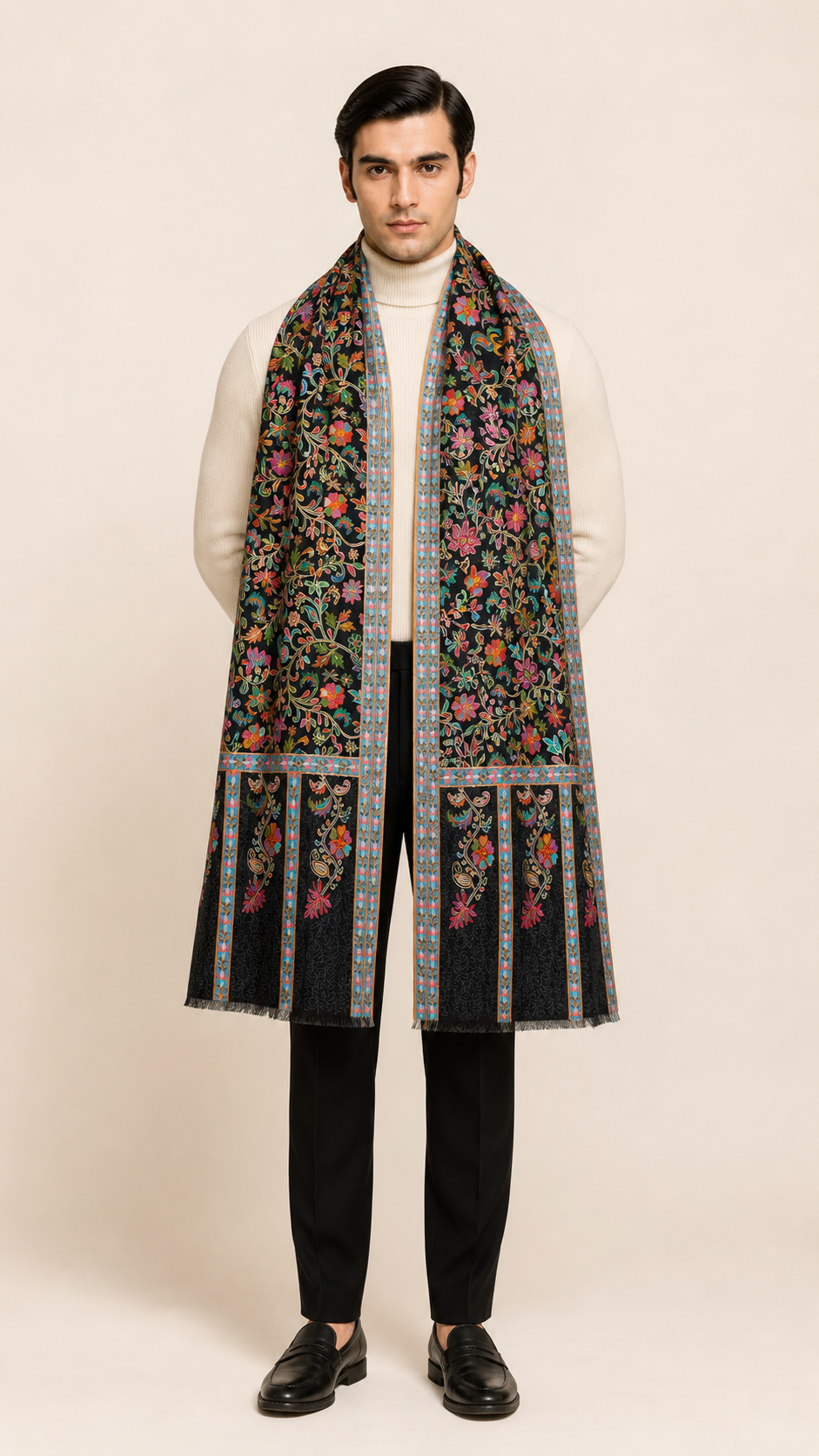 SS - Kalamkari Bloom - Fine Wool Kalamkari Stole