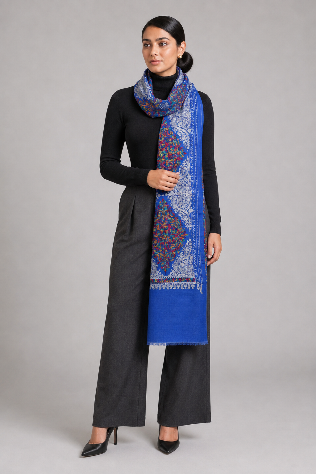 Nalki Multi - Multicolour Nalki Fine Wool Stole