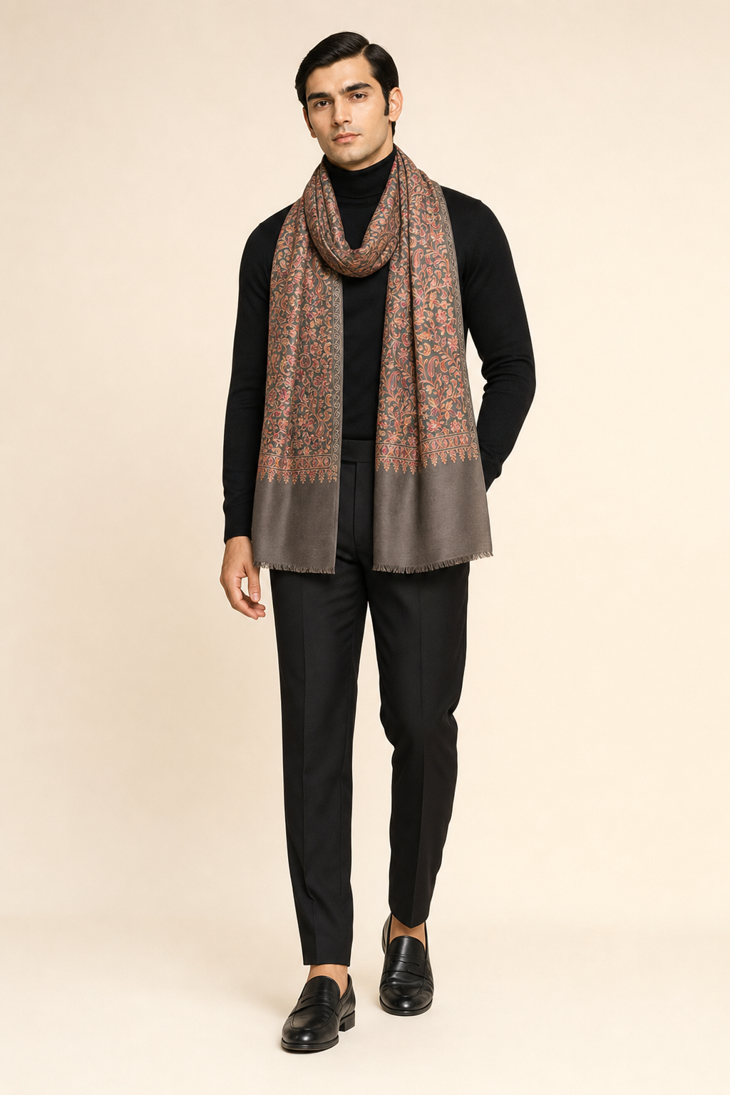 Nalki Soft - Fine Wool Nalki Work Stole