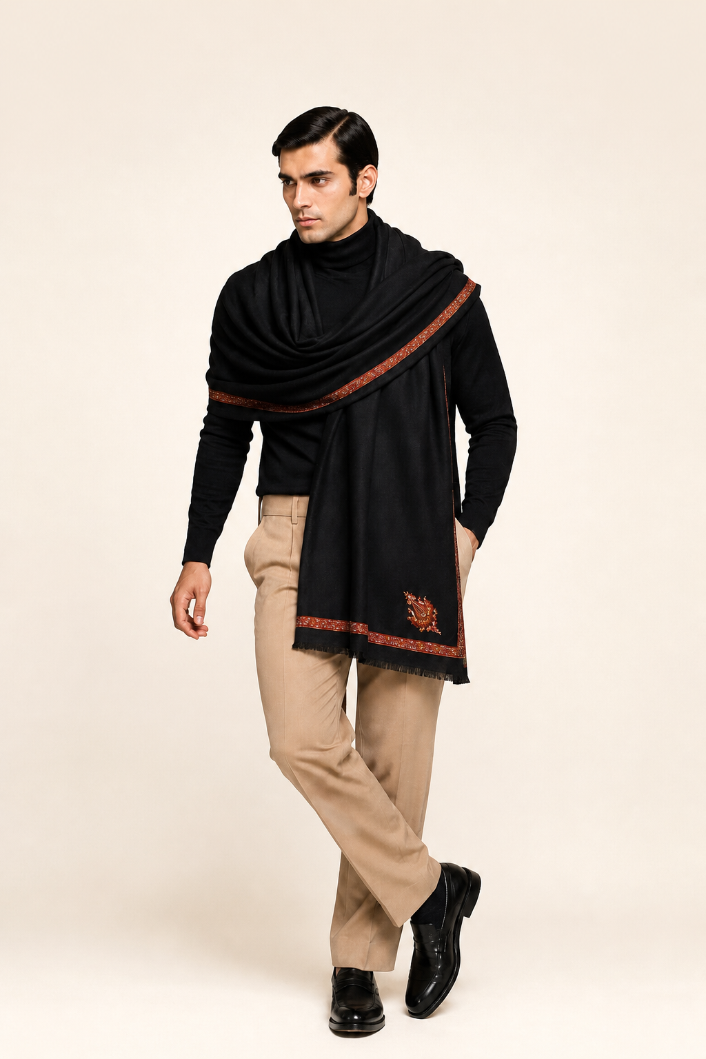 Hashi Mini - Cashmina Small Hashi Border Shawl