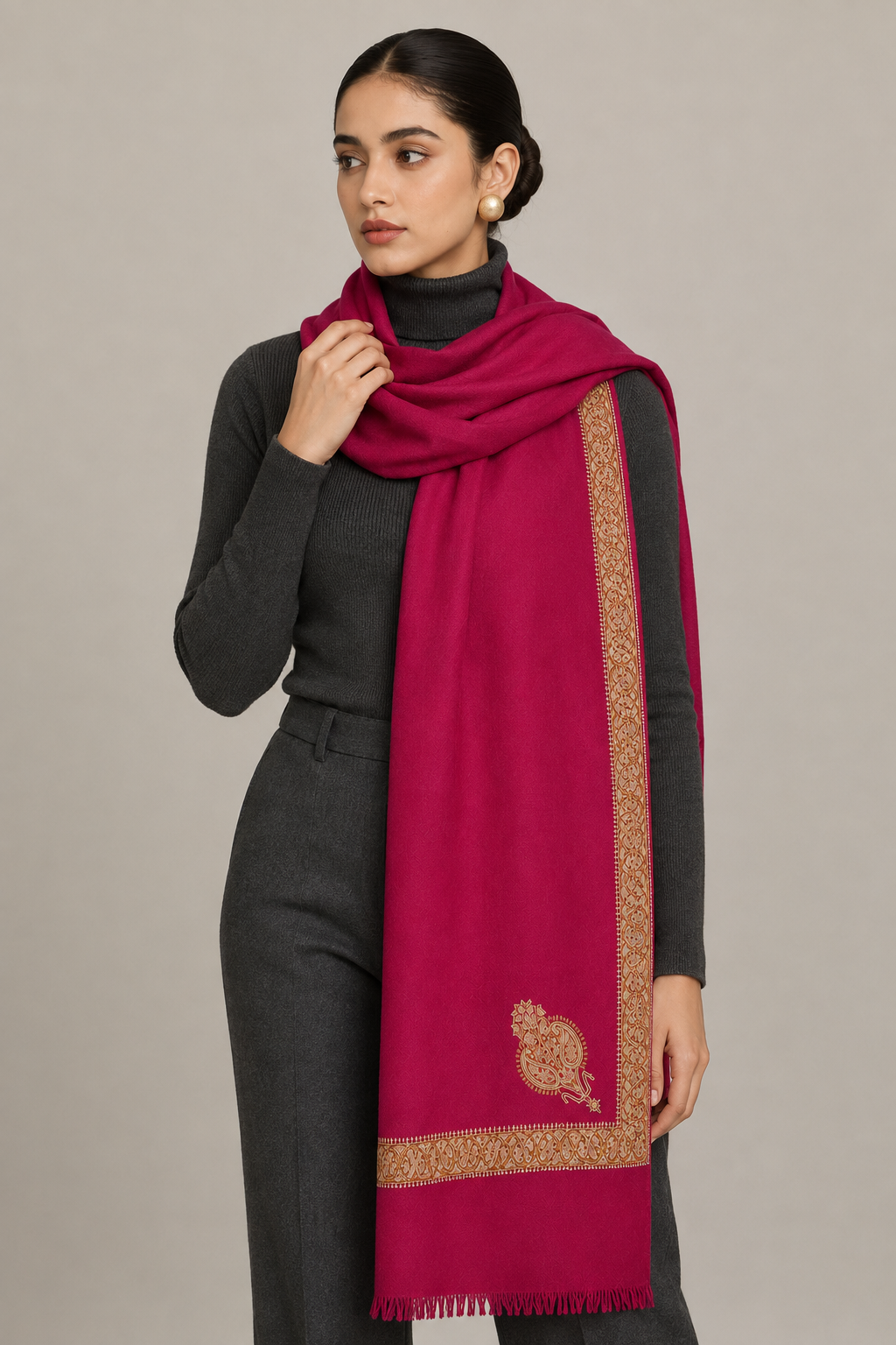 Hashi Grande - Cashmina Big Hashi Border Shawl