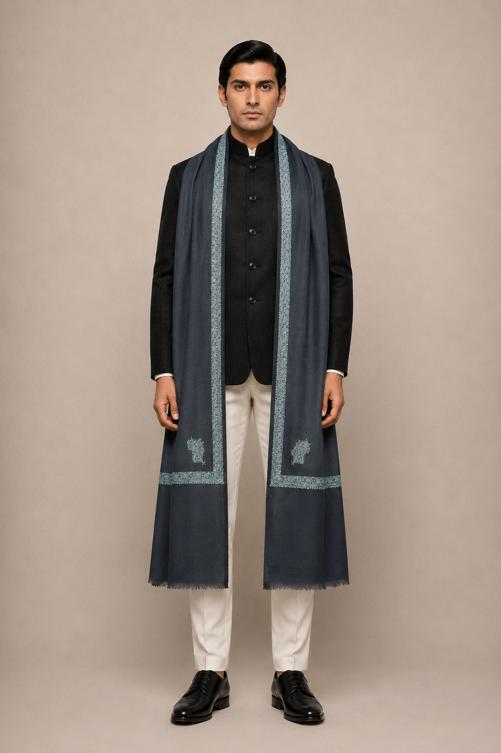 Hashi Grande - Cashmina Big Hashi Border Shawl