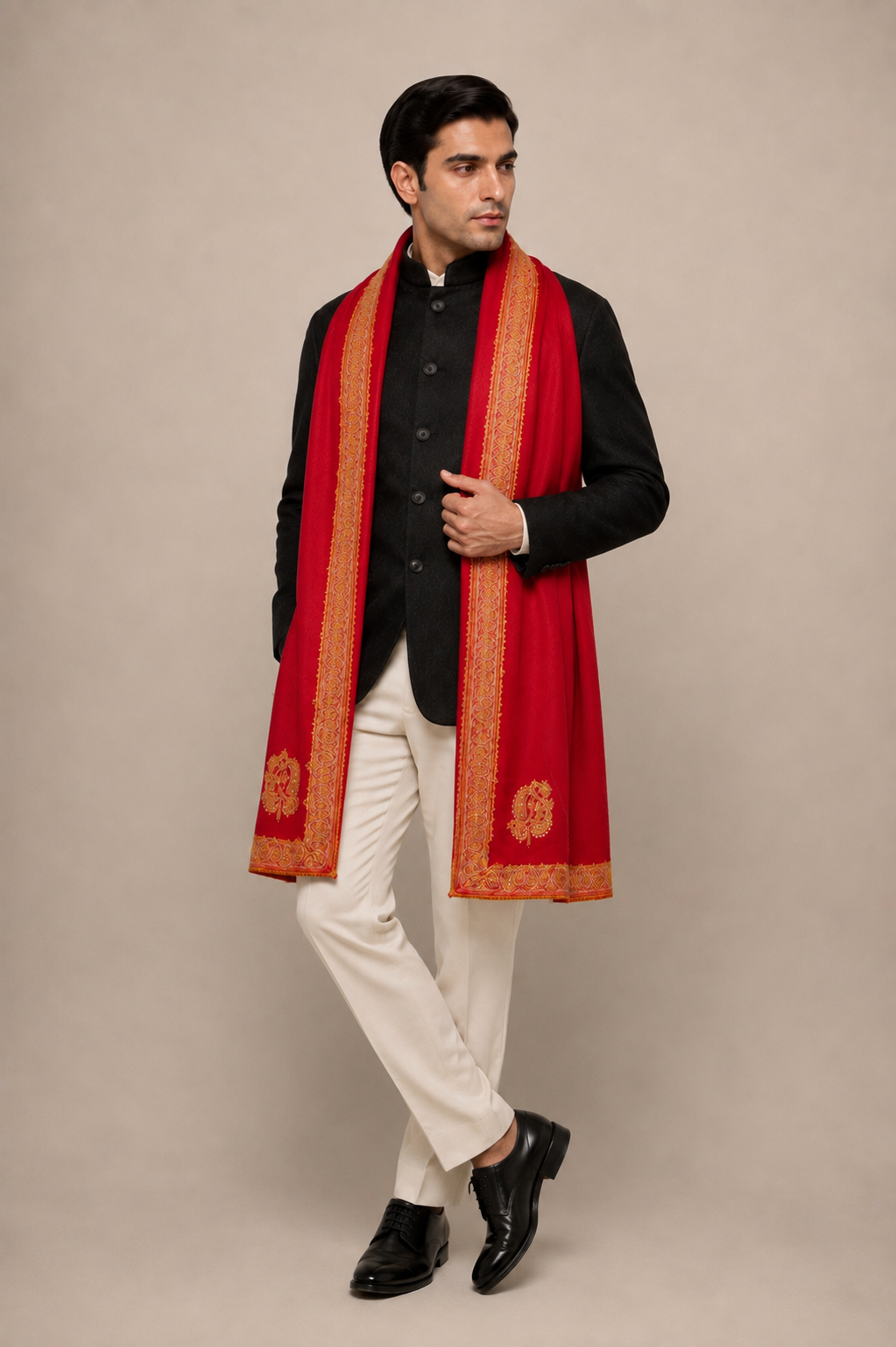Hashi Grande - Cashmina Big Hashi Border Shawl