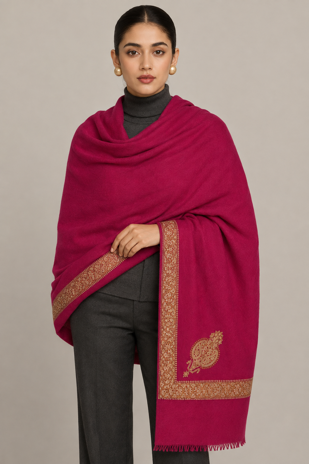 Hashi Grande - Cashmina Big Hashi Border Shawl