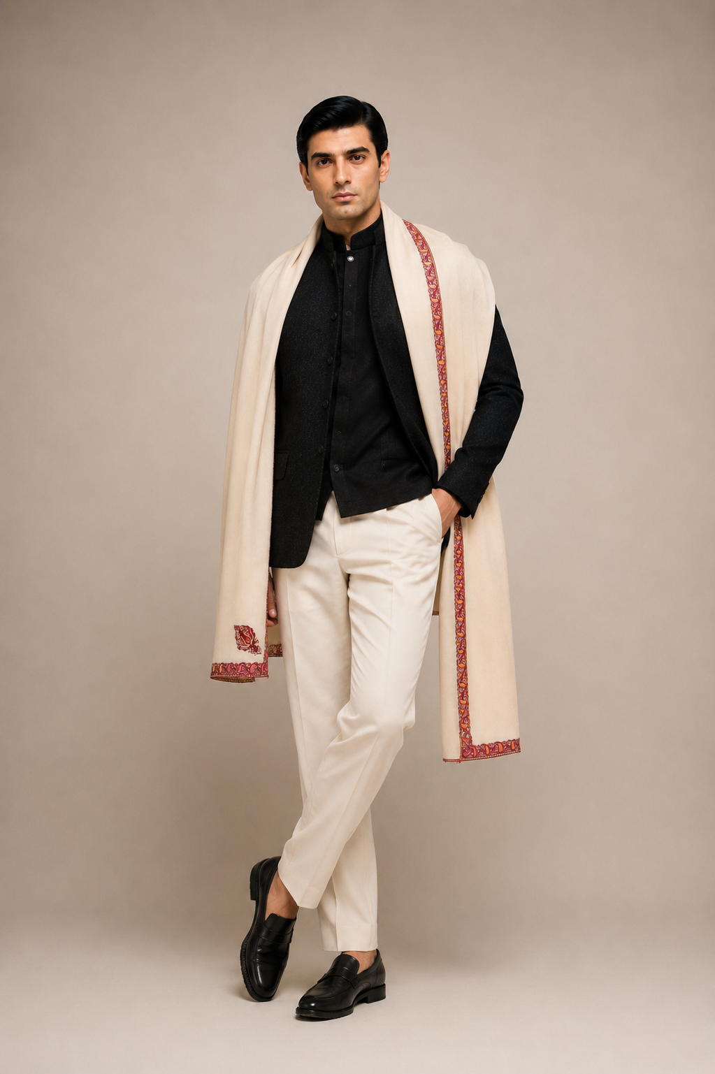 Hashi Mini - Cashmina Small Hashi Border Shawl