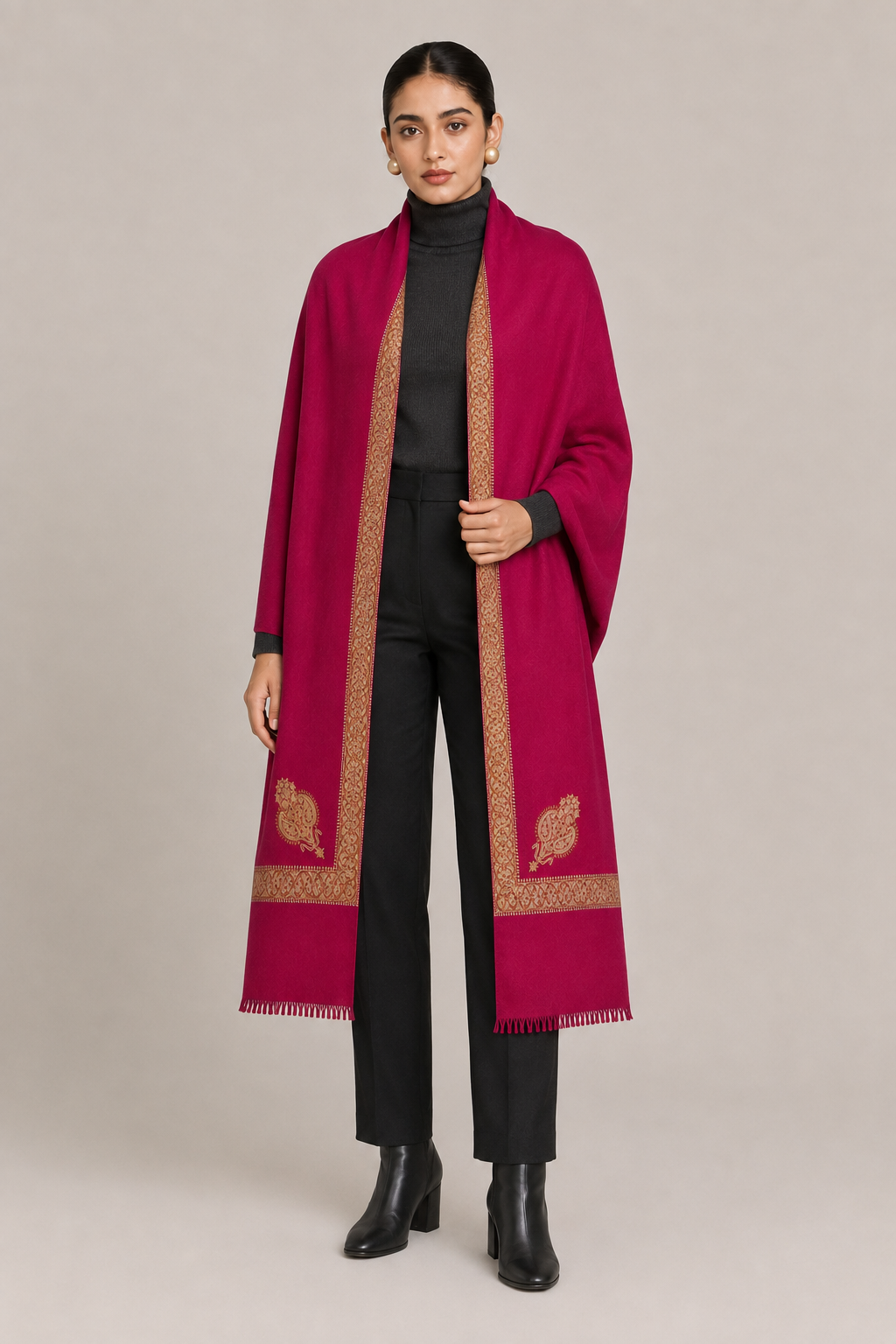 Hashi Grande - Cashmina Big Hashi Border Shawl