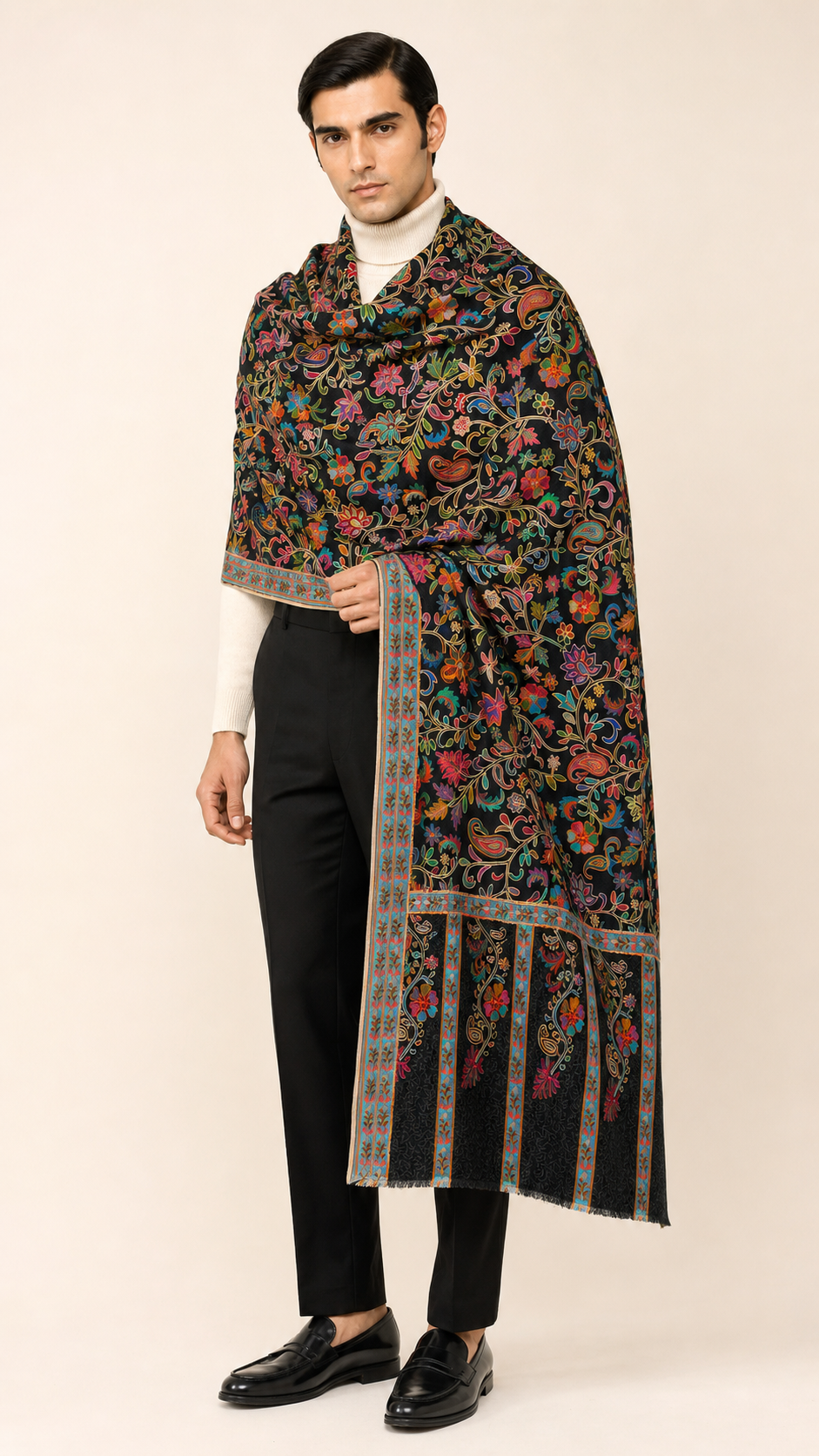 SS - Kalamkari Bloom - Fine Wool Kalamkari Stole