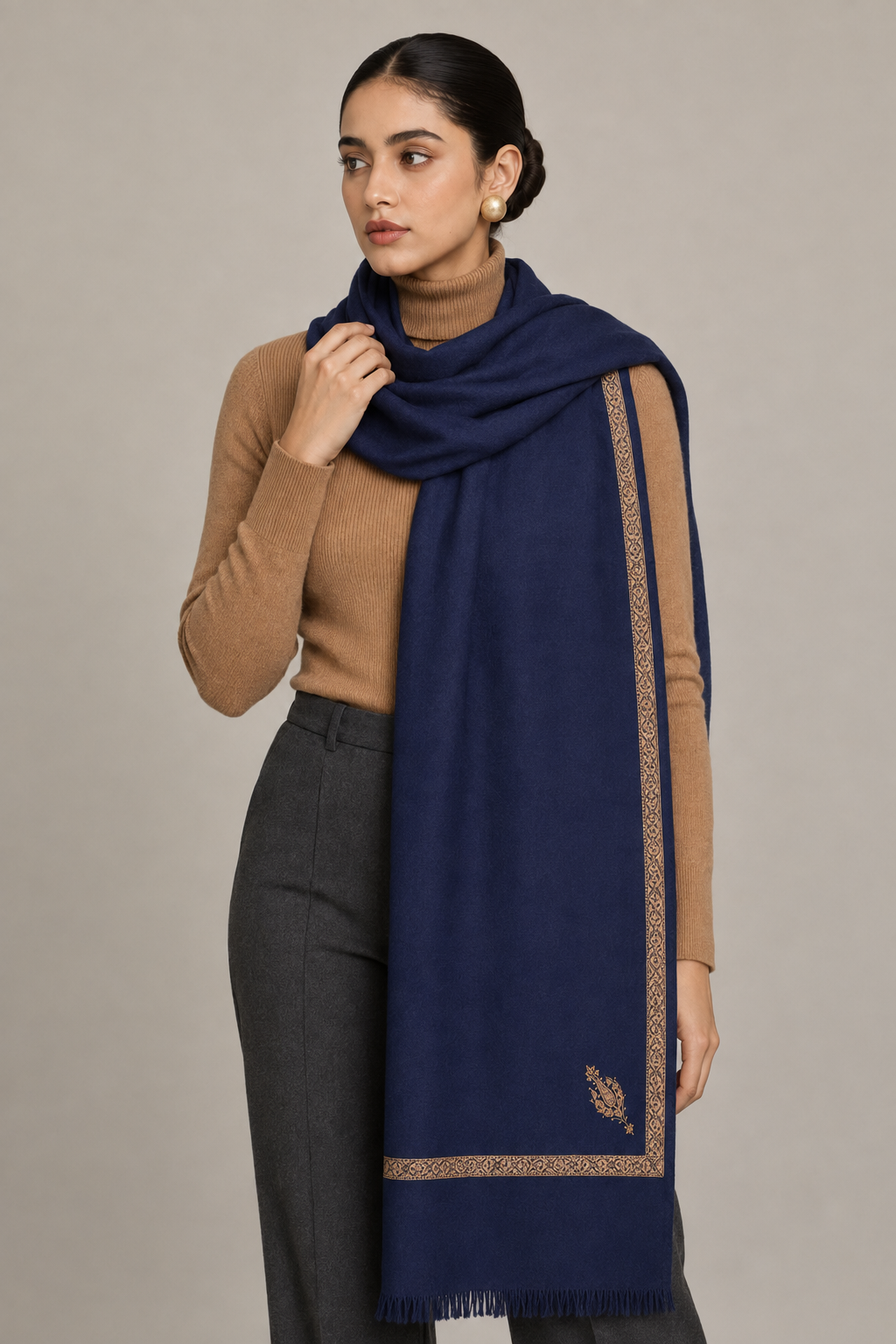 Hashi Mini - Cashmina Small Hashi Border Shawl