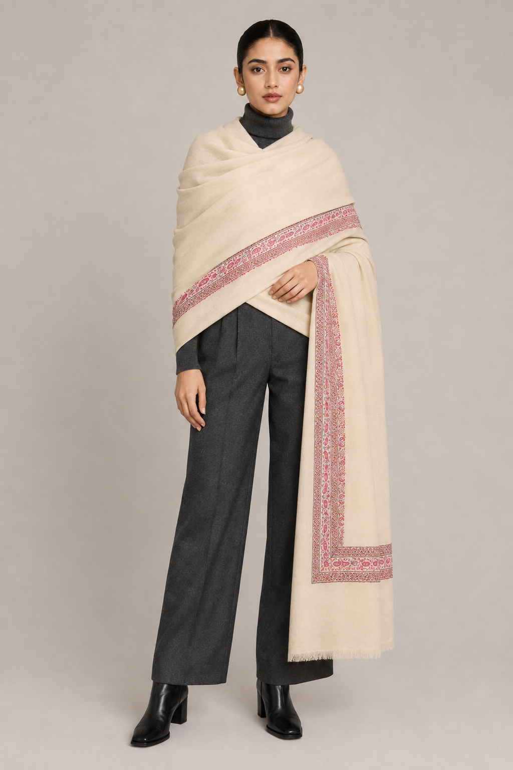Cashmina Royal - Cashmina Double Hashi Border Shawl