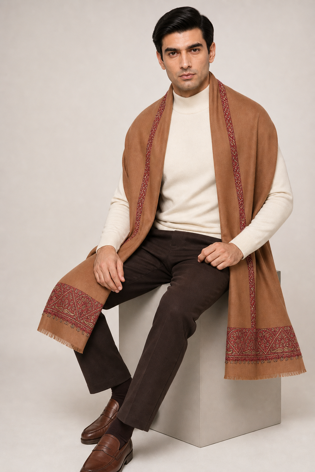 Cashmina Royal - Cashmina Double Hashi Border Shawl