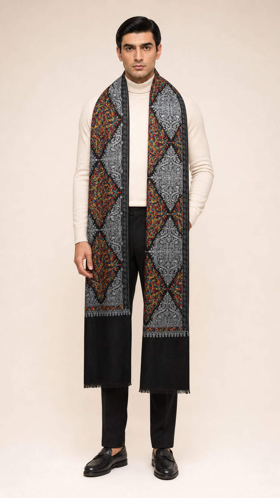 Nalki Multi - Multicolour Nalki Fine Wool Stole