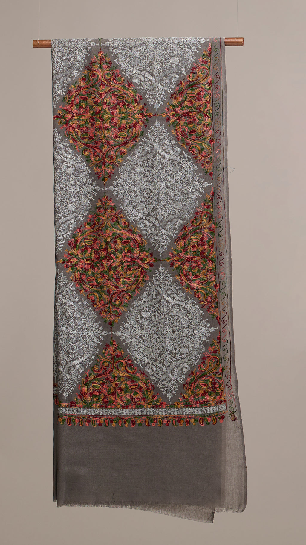Nalki Multi - Multicolour Nalki Fine Wool Stole