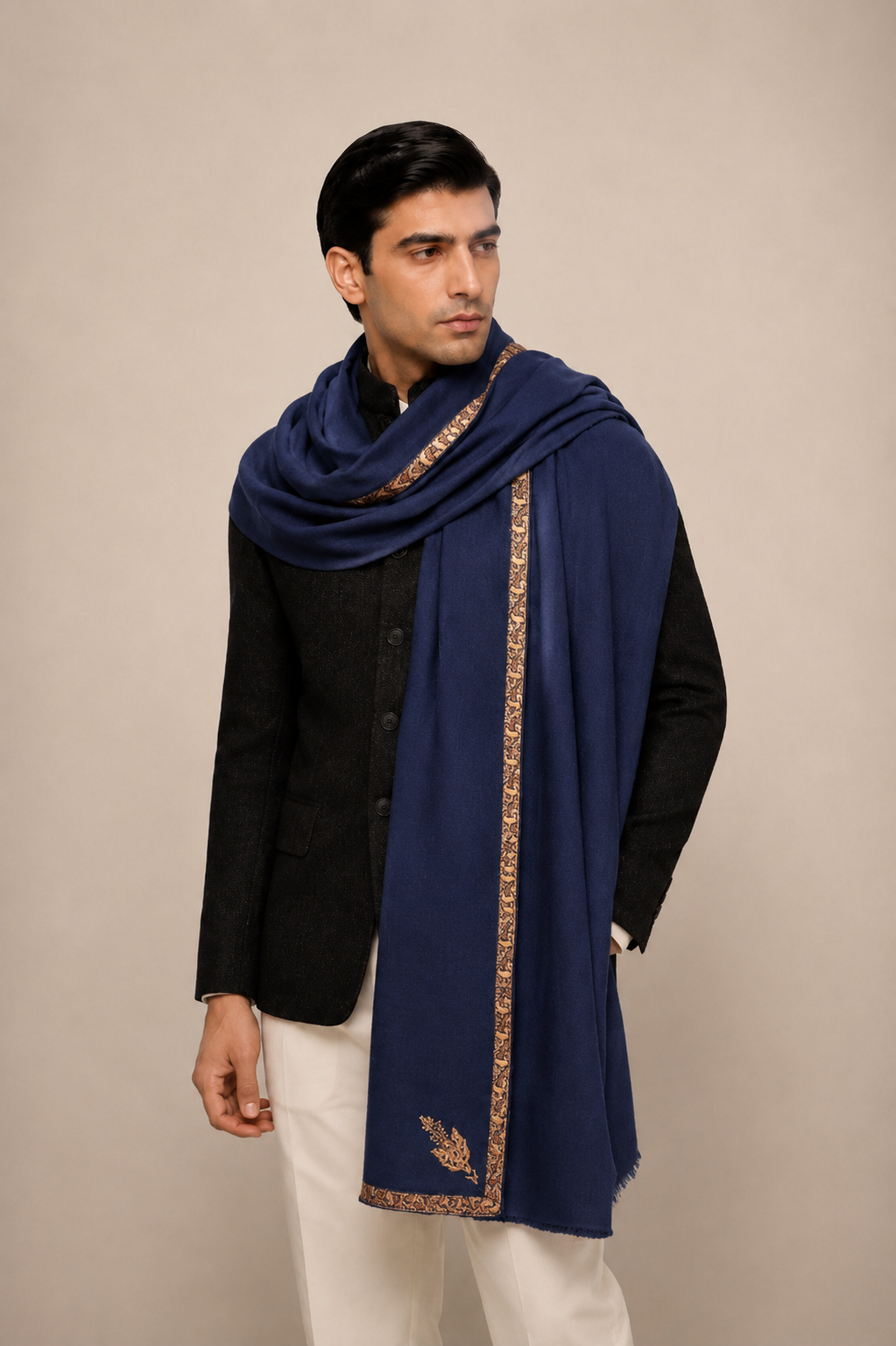 Hashi Mini - Cashmina Small Hashi Border Shawl