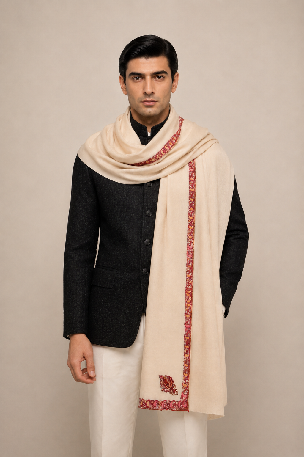 Hashi Mini - Cashmina Small Hashi Border Shawl