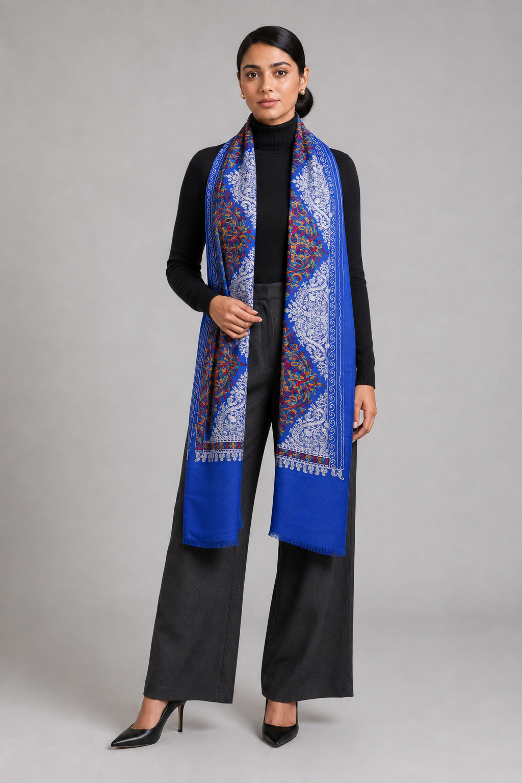 Nalki Multi - Multicolour Nalki Fine Wool Stole